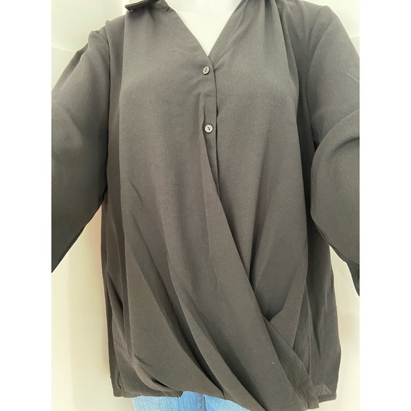 Zac and Rachel Black Long-Sleeved Wrap Top, Size XL wom257 - Picture 3 of 14